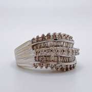 14kt Solid White Gold & Diamond Band