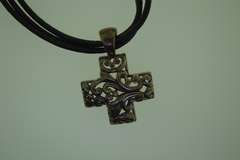 Sterling silver Cross Pendant Black Leather cords Chocker