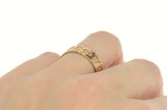14K Yellow Gold Victorian Scroll Dot Pattern Wedding Band Ring