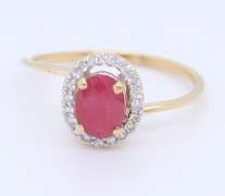 Fabulous Yellow Gold Ruby and Diamond Ring
