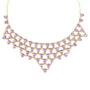 Plated 18KT Yellow Gold 42.00cts Amethyst Necklace