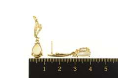 14K Yellow Gold Pear Natural Opal Diamond Accent Dangle Earrings