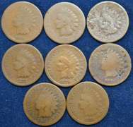 Lot Of Harder To Find 1870s Indian Head Cents, Circulated.