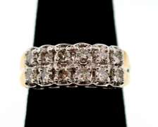 Elegant Double Row 10k Gold Diamond Ring