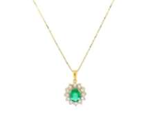 Significant 18kt Emerald and Diamond Starburst Pendant on Chain