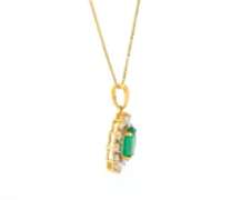 Significant 18kt Emerald and Diamond Starburst Pendant on Chain