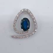 14kt Gold, Blue Sapphire, & Diamond Pendant