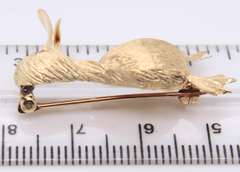 Strong Yellow Gold Ruby Duck Brooch