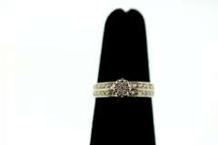 Beautiful Diamond Cluster 10k Gold Ring with Channel Set Diamonds