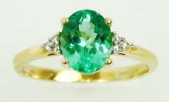 Radiant Green Tourmaline & Diamonds 10K Ring, 8.25
