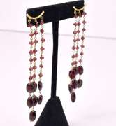 Vintage Garnet Dangle Earrings, 18KT