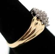 Classy Cushioned 10k Gold Cluster Diamond Ring