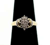 Clean 10k Gold Diamond Cluster Ring