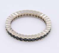 Handsome White Gold Irradiated Green and White Diamond Band