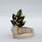 18kt Yellow Gold, Green Tourmaline, & Diamond Cocktail Ring