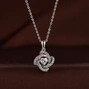 Dancing Heart Center Stone Silver Pendant