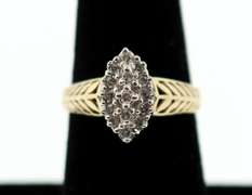 Weaved 10k Gold Band with Oval Diamond Cluster