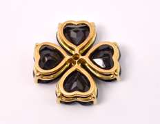 Onyx Flower Pendant, 14KT