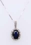 Shimmering Blue Sapphire and Diamond Pendant on Chain