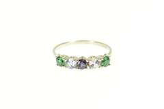 14K White Gold Retro Sim. Emerald Blue Topaz Sapphire CZ Ring