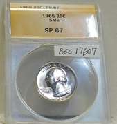 1965 Wash Qtr SMS ANACS SP-67 super GEM.