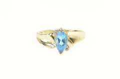 10K Yellow Gold Marquise Blue Topaz Diamond Accent Ring