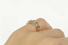 14K Yellow Gold Trillion Tanzanite Geometric Wedding Band Ring