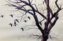 Hansen Original Watercolor Geese Wildlife