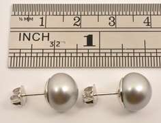 Lovely Silver Gray Pearl Stud Earrings
