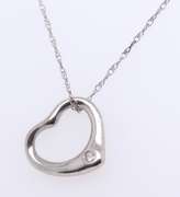 Dainty White Gold Open Heart with Diamond Accent Necklace