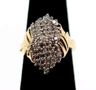 Intricate 10k Gold Diamond Cluster Ring