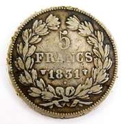 1831 Louis Philippe I 5 Francs Silver Coin