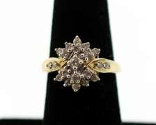 Stunning Halo Diamond Cluster Ring with 10k Gold