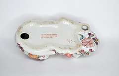 Vintage Chinoiserie Hand Painted Ceramic Cat Decorative Figures With Floral Pattern