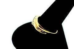 Slanting Three Stone Diamond Ring with 10k Gold