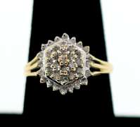 Hexagonal Diamond Halo Ring with 10k Gold