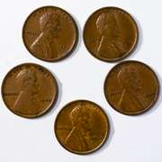 5 Sharp Near Unc 1909 VDB Lincoln Type Coins