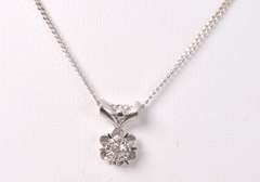 Wonderful Flower Diamond Pendant Necklace in 14K White Gold