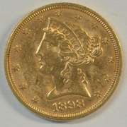 Flashy BU 1882 US $5 Liberty Gold Piece. Full strike