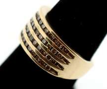 Powerful Quadruple Row 10k Gold Channel Set Diamond Ring