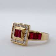 18kt Yellow Gold, Ruby, & Diamond Ring