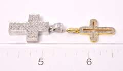 Two 18KT Diamond Cross Pendants
