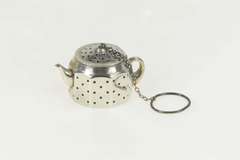 Sterling Silver Tea Pot Steeper Infuser Articulated Chain Ring