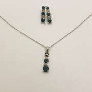 10kt Gold, Blue Sapphire, & Diamond Necklace & Earrings Set