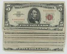 18 Nice Series of 1963 $5 Red Seal US Notes