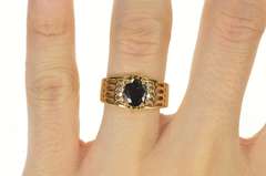14K Yellow Gold Oval Natural Amethyst Diamond Statement Ring