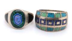 Lot of 2 Vintage Sterling Silver Turquoise Rings