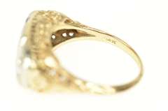 14K Yellow Gold Art Deco Ornate Floral Filigree Statement Ring