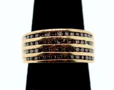 Powerful Quadruple Row 10k Gold Channel Set Diamond Ring