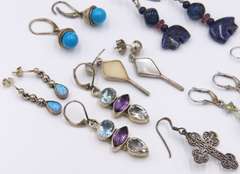 Group Lot of Vintage Sterling Silver Earrings